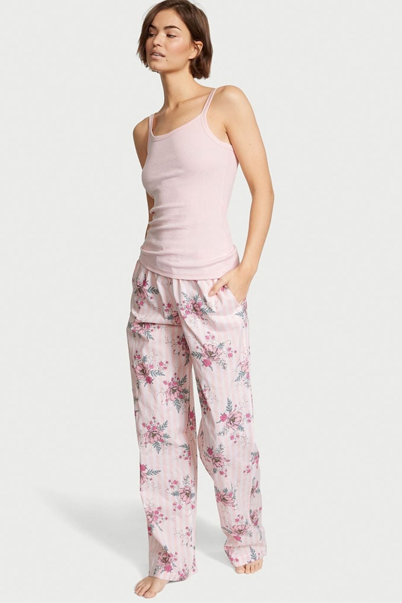 Victoria\'s Secret Baumwoll Long Pyjamas Rosa Streifen | 690547MAX