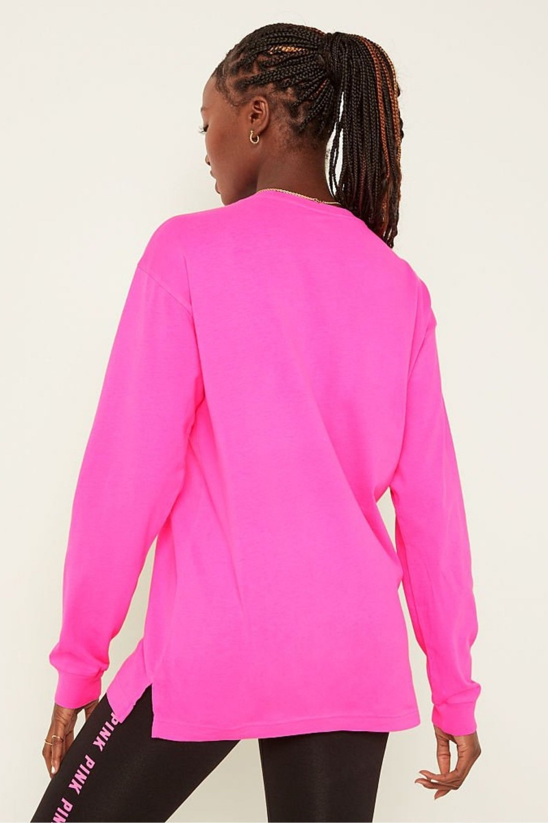 Victoria's Secret Baumwoll Long Sleeve Campus T-Shirt Rosa | 753946TEL