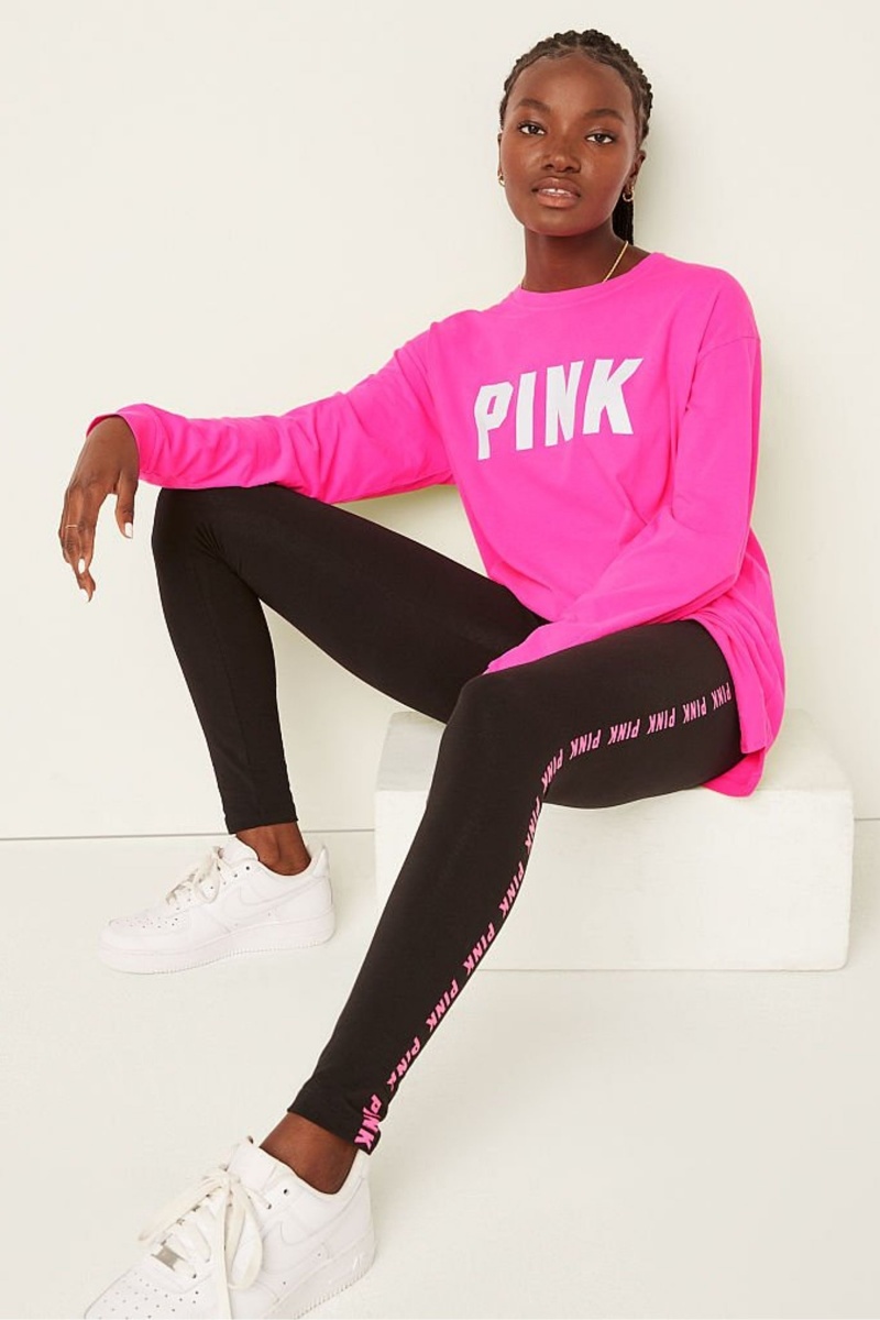 Victoria's Secret Baumwoll Long Sleeve Campus T-Shirt Rosa | 753946TEL