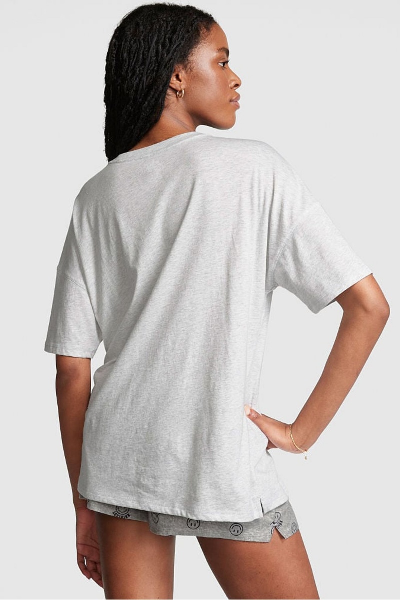 Victoria's Secret Baumwoll Oversized Sleep Shirt Grau | 641203FPO