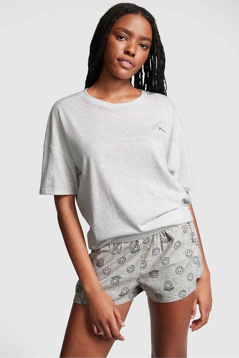 Victoria\'s Secret Baumwoll Oversized Sleep Shirt Grau | 641203FPO