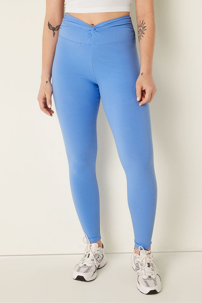 Victoria\'s Secret Baumwoll Twist Taille Full Length Leggings Blau | 678413HOL