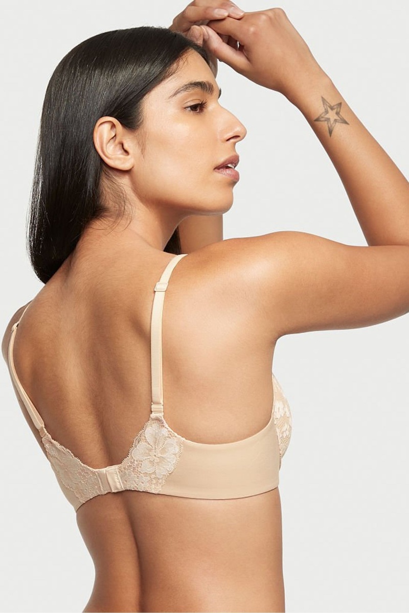 Victoria's Secret Body by Victoria Front Befestigung Spitze Trim Lightly Gefütterte Demi Bra Champagne Xdye Nude | 657249NCK