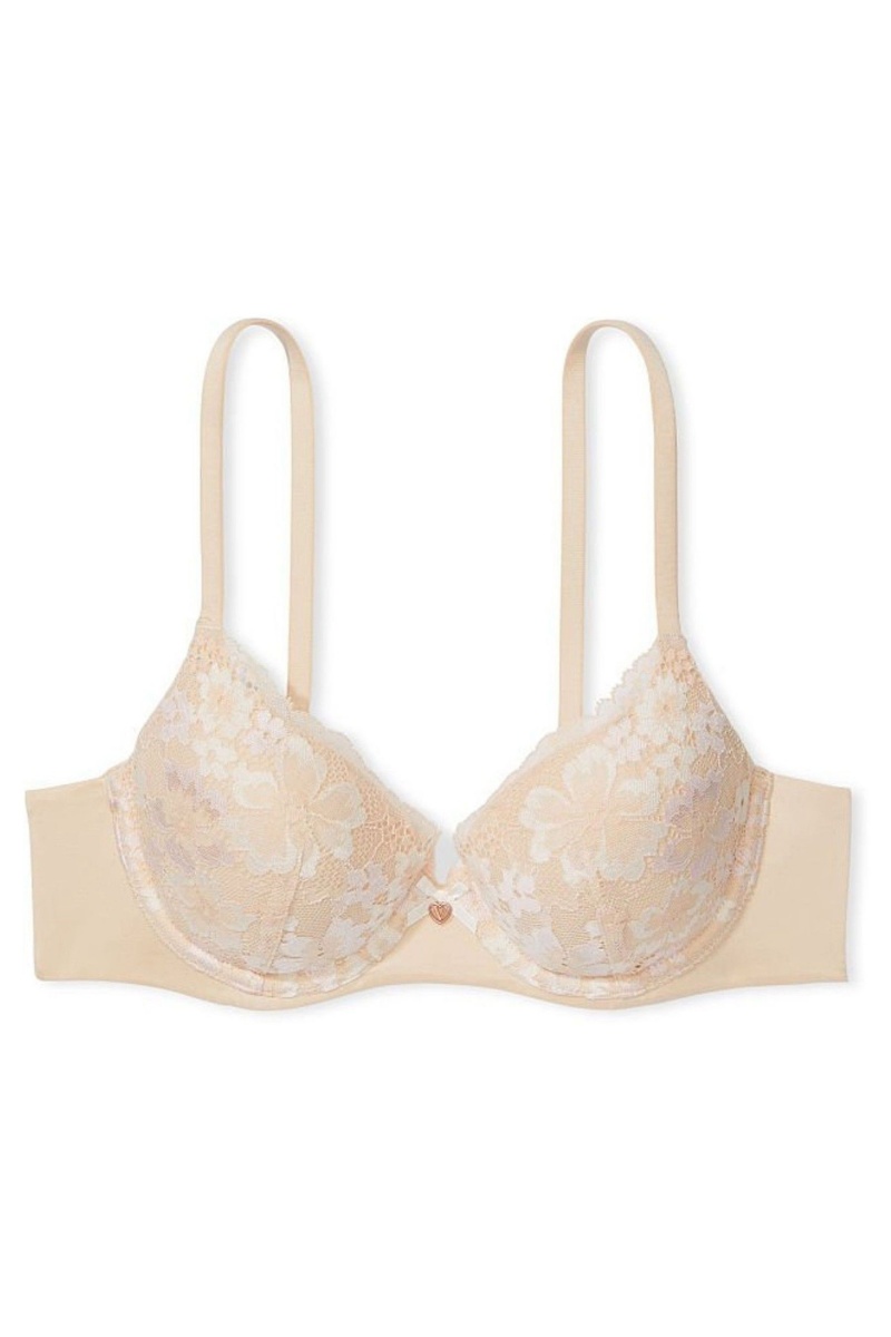 Victoria's Secret Body by Victoria Front Befestigung Spitze Trim Lightly Gefütterte Demi Bra Champagne Xdye Nude | 657249NCK