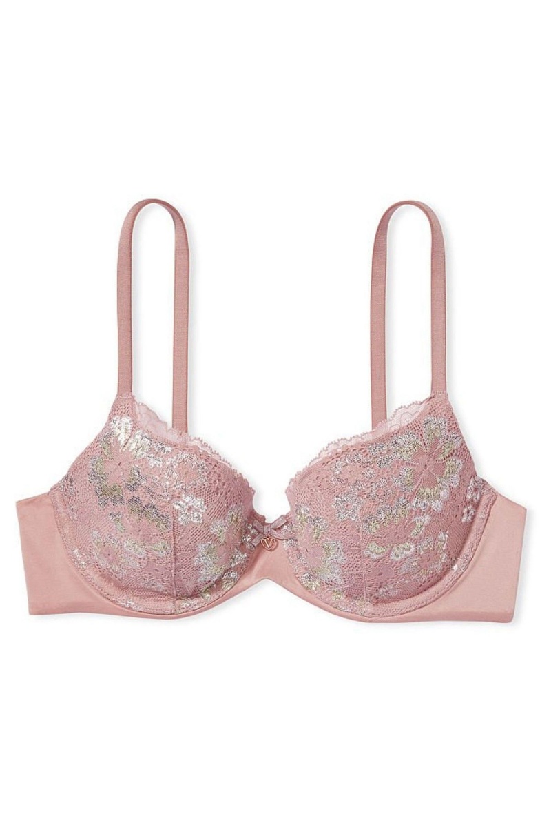 Victoria's Secret Body by Victoria Front Befestigung Spitze Trim Lightly Gefütterte Demi Bra Rosa | 015478AED