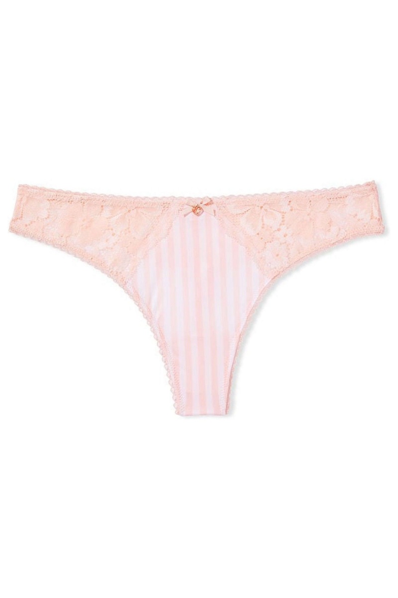 Victoria's Secret Body by Victoria Smooth Spitze Tanga Panty Rosa Streifen | 964153TBP