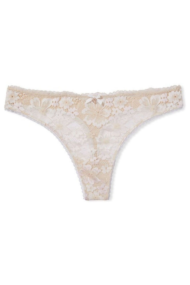 Victoria's Secret Body by Victoria Spitze Tanga Knickers Champagne Nude | 531674TIK