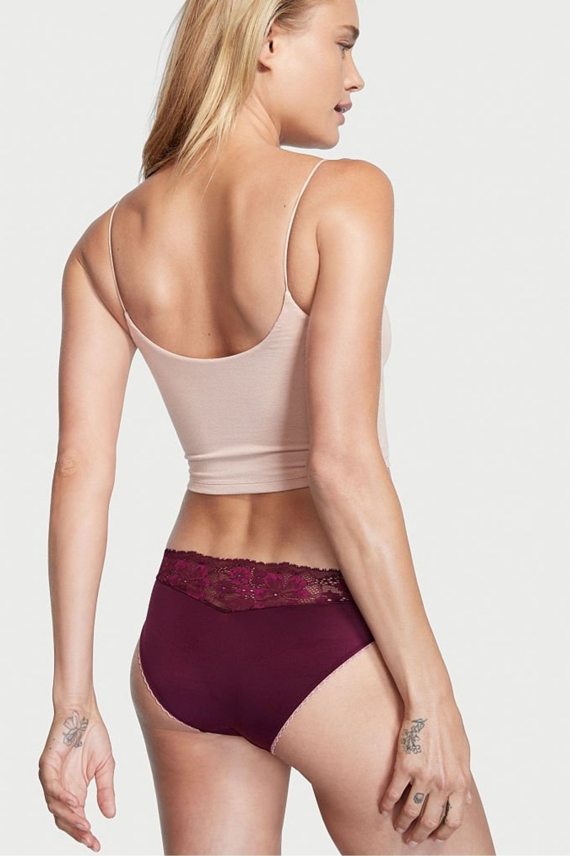 Victoria's Secret Body by Victoria Spitze Taille Bikini Knickers Bordeaux Lila | 031897KDZ