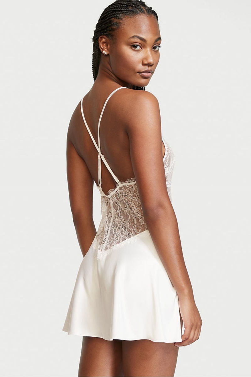 Victoria's Secret Bridal Satin Spitze Slip Weiß | 148926RZT