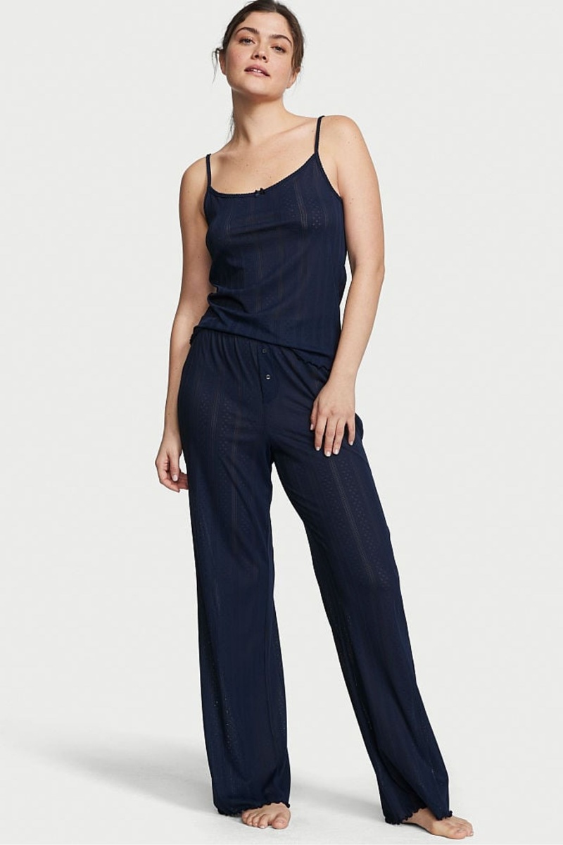 Victoria\'s Secret Cami Long Pyjamas Navy Blau | 249718QYW