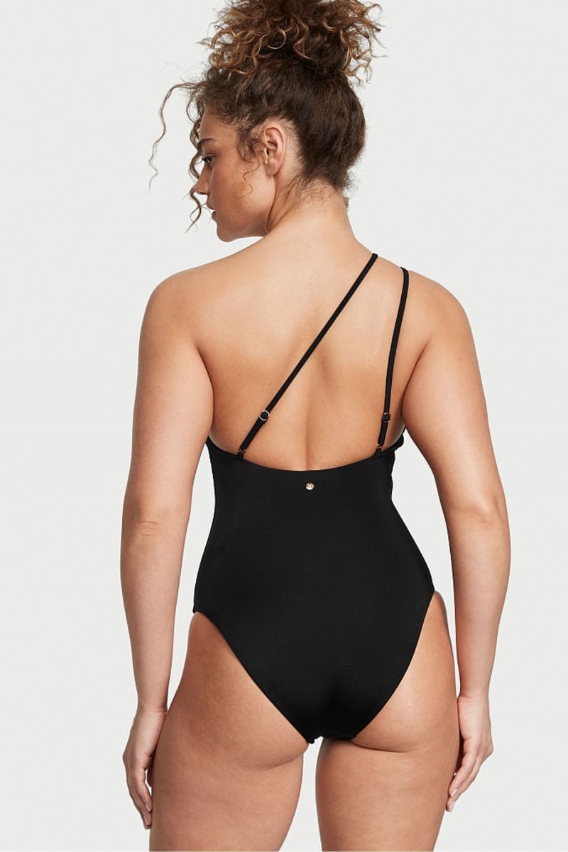 Victoria's Secret Cut Out One Shoulder One Piece Swimsuit Schwarz | 936205VYE