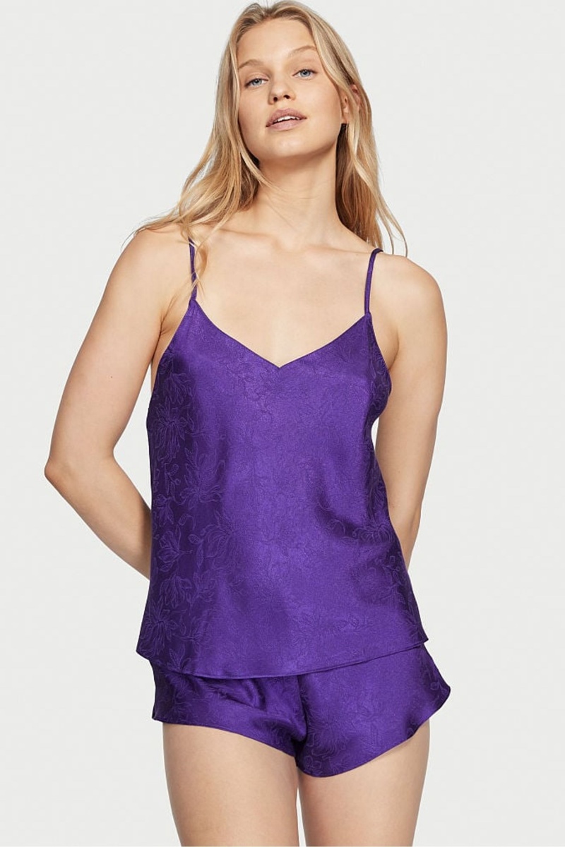 Victoria\'s Secret Draped Back Satin Cami Set Lila | 348159KQI