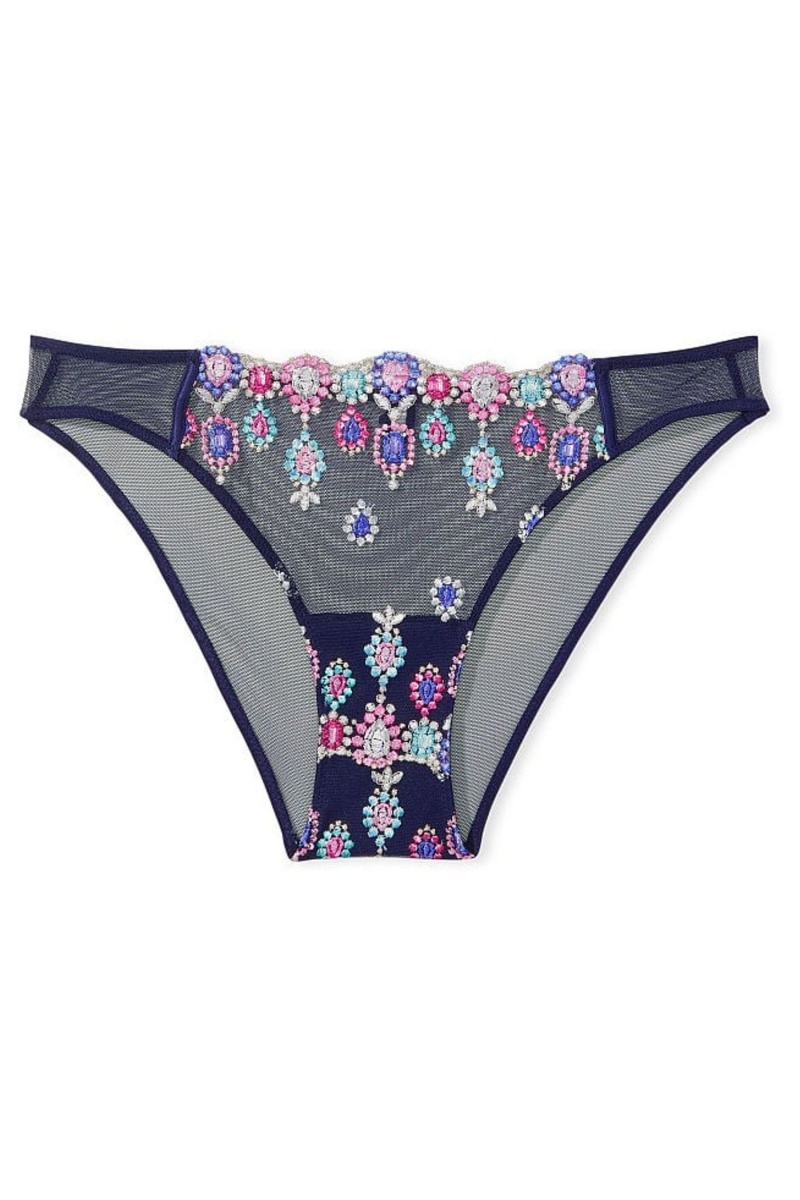 Victoria's Secret Dream Angels Bejeweled Embroidery Cheekini Knickers Navy Blau | 275634CRQ