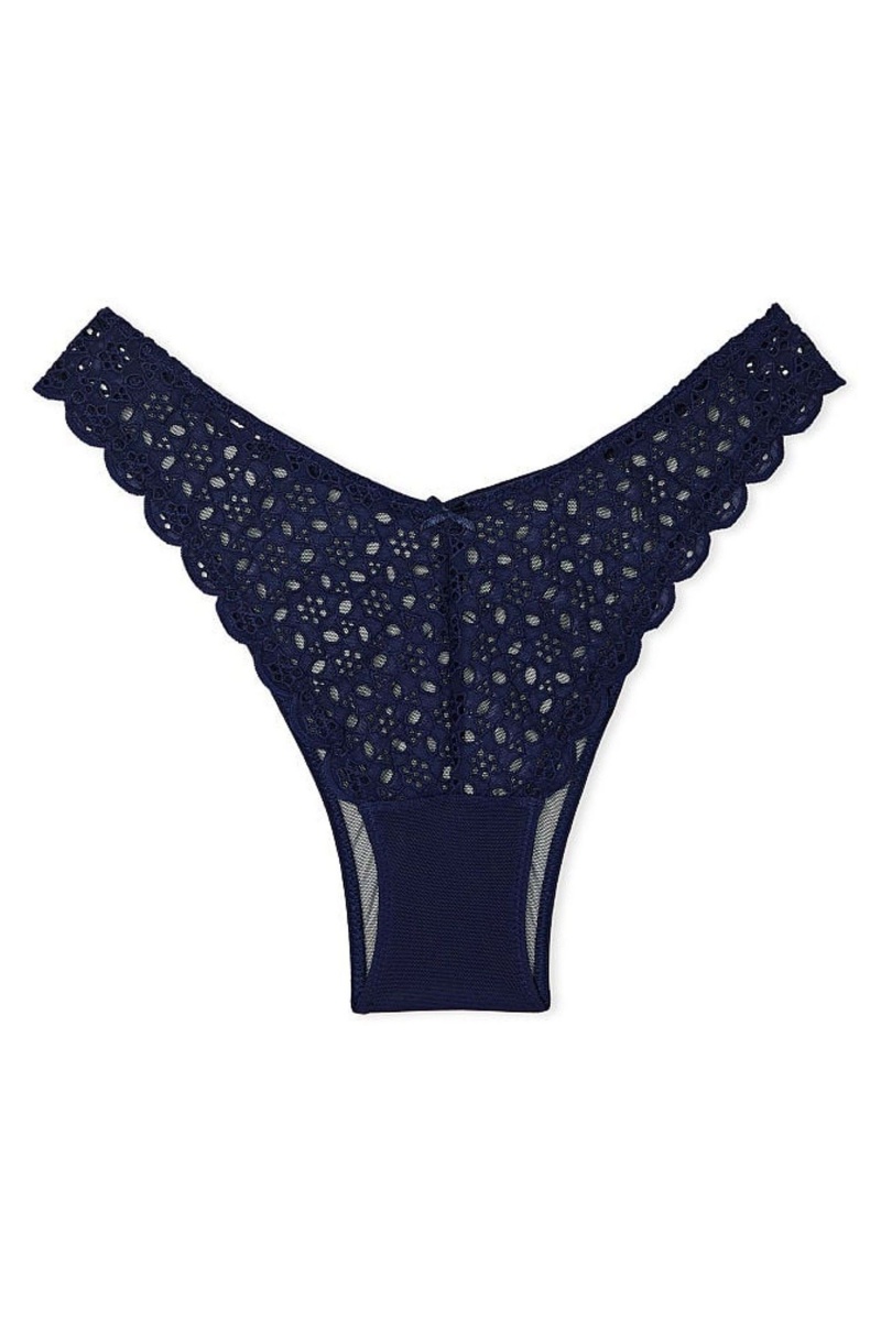 Victoria's Secret Dream Angels Broderie Knickers Navy Blau | 821576DSC