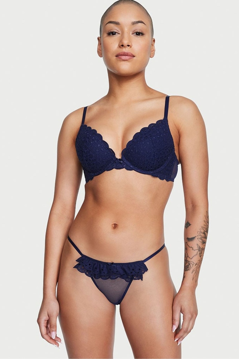 Victoria's Secret Dream Angels Broderie Knickers Navy Blau | 927408PRL