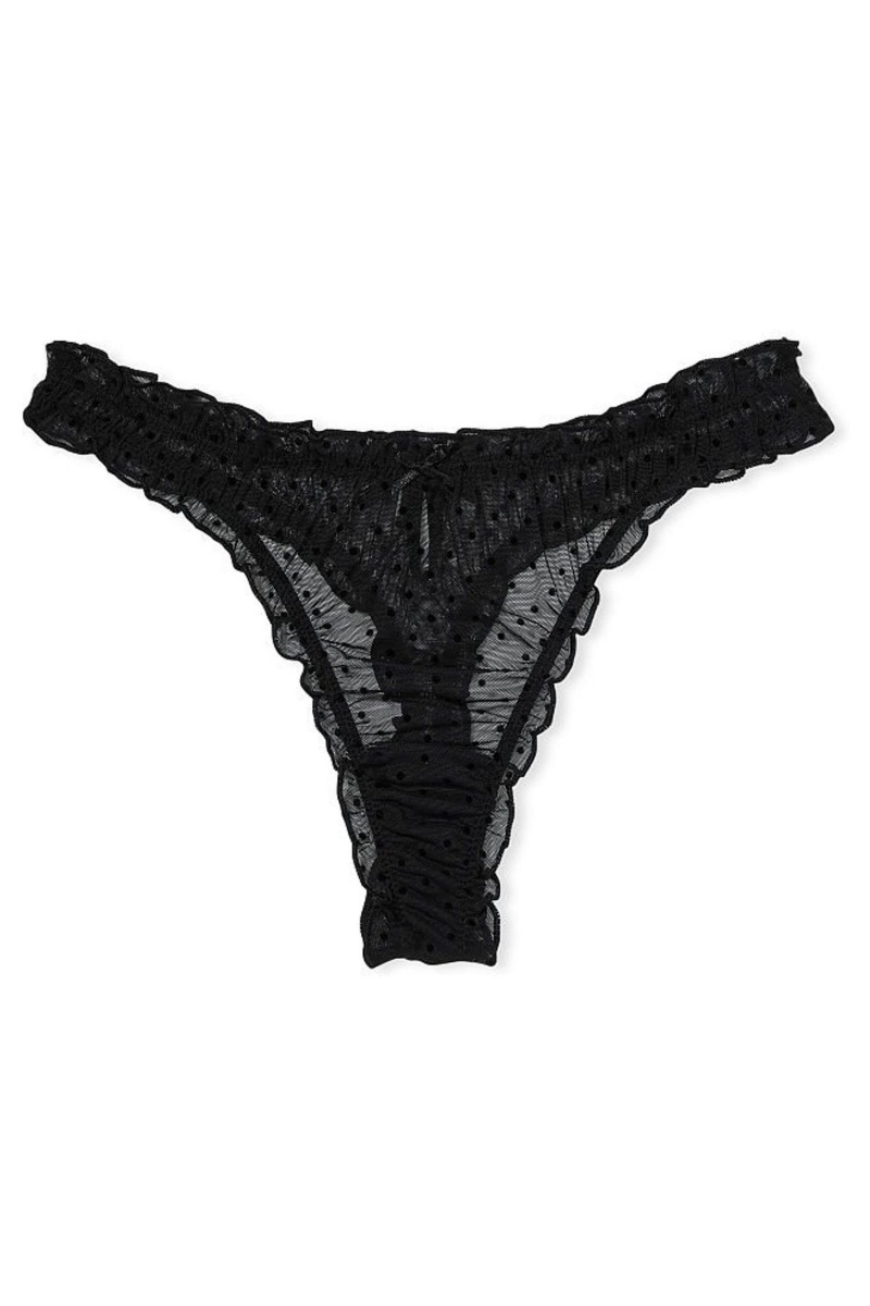 Victoria's Secret Dream Angels Mesh Tanga Knickers Schwarz | 694382MAQ