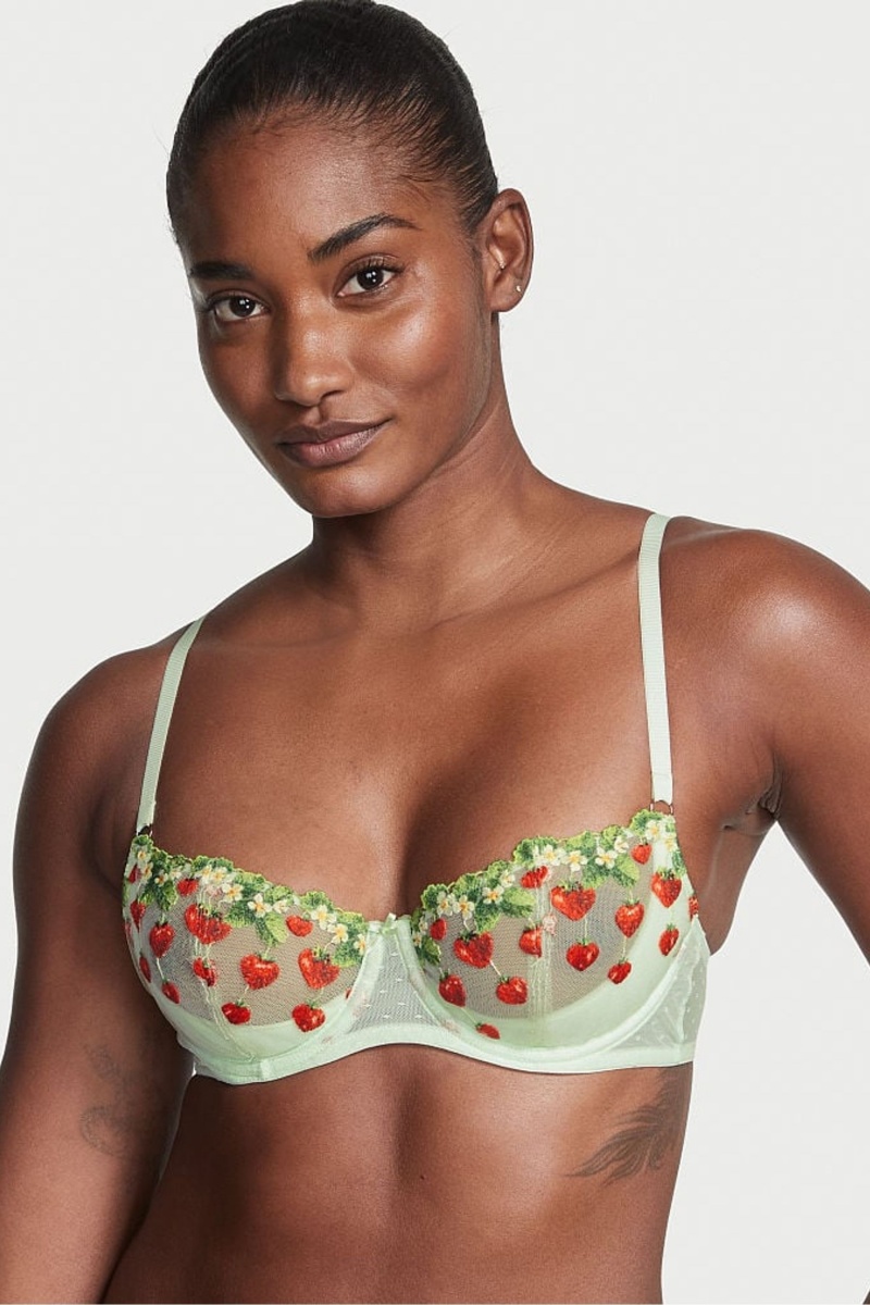 Victoria\'s Secret Dream Angels Strawberry Embroidered Bra Grün | 192784QYE