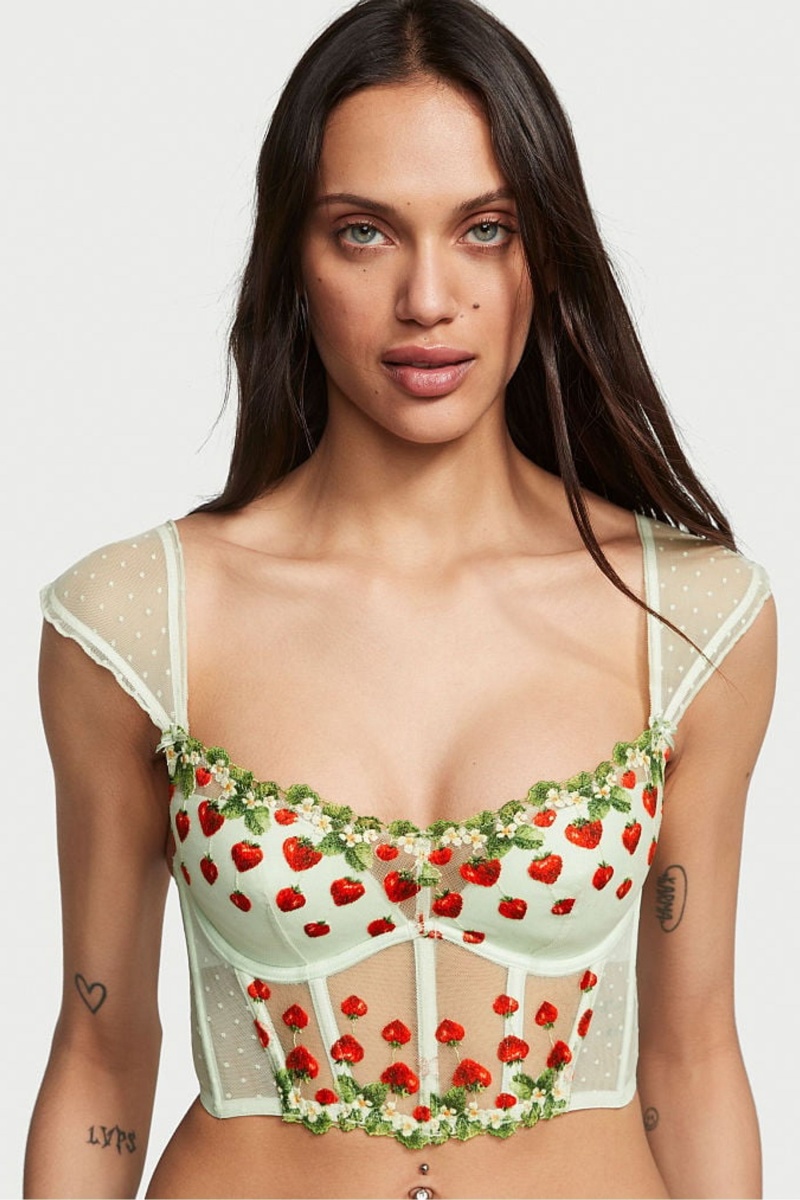 Victoria\'s Secret Dream Angels Strawberry Embroidered Bra Grün | 126850UHW