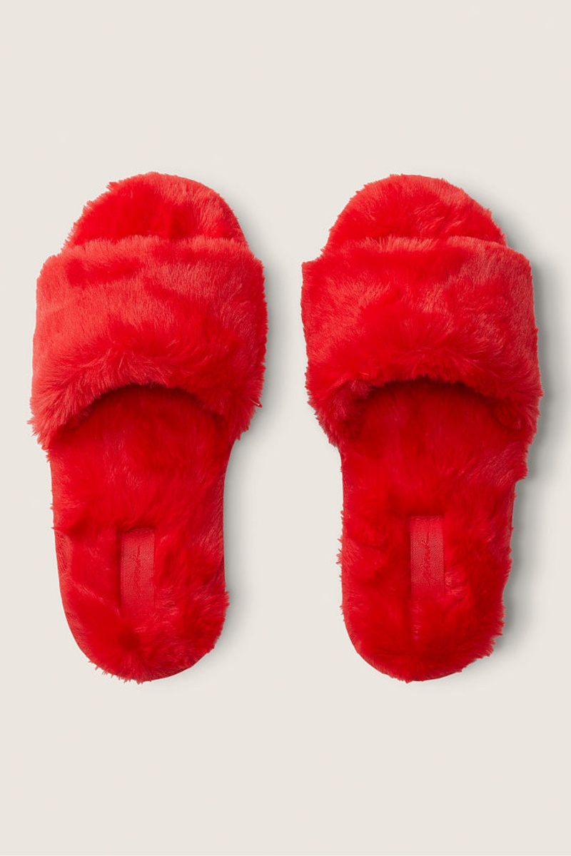 Victoria's Secret Faux Fur Slippers Rot | 170584MCL