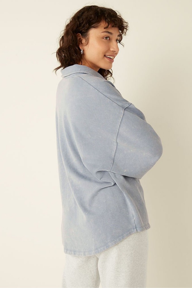 Victoria's Secret Fleece Shirt Jacket Blau Waschen | 310987DVN