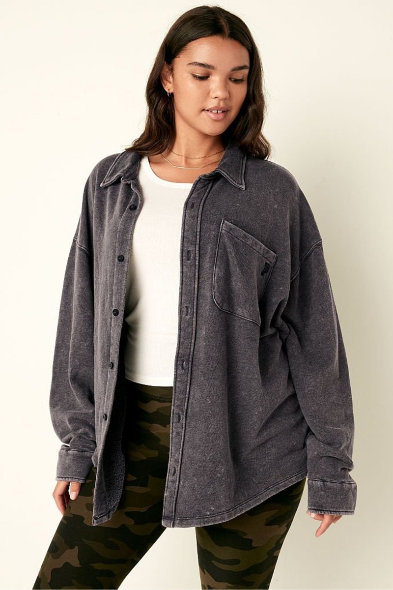 Victoria\'s Secret Fleece Shirt Jacket Blau Waschen | 380594AXG