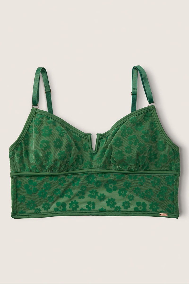 Victoria\'s Secret Flocked Mesh Bralette Grün | 591308AQC