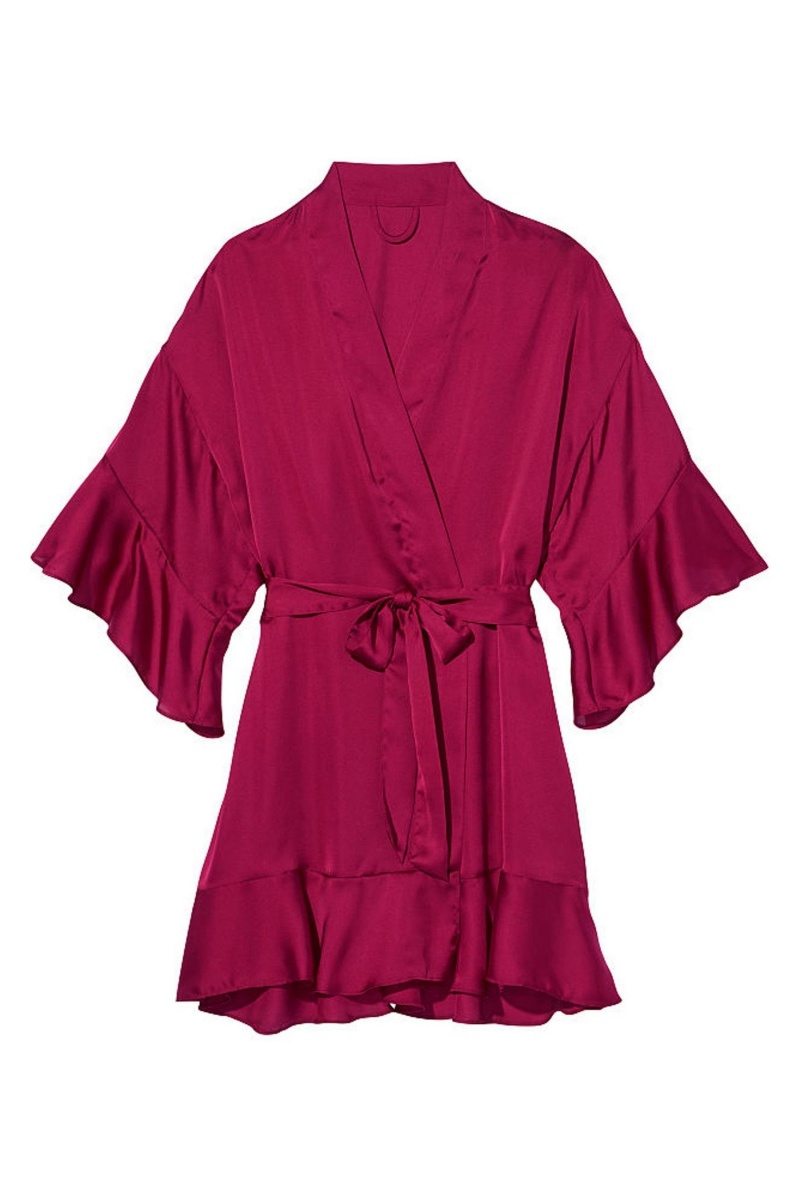 Victoria's Secret Flounce Satin Robe Bordeaux Rot | 415390GCB