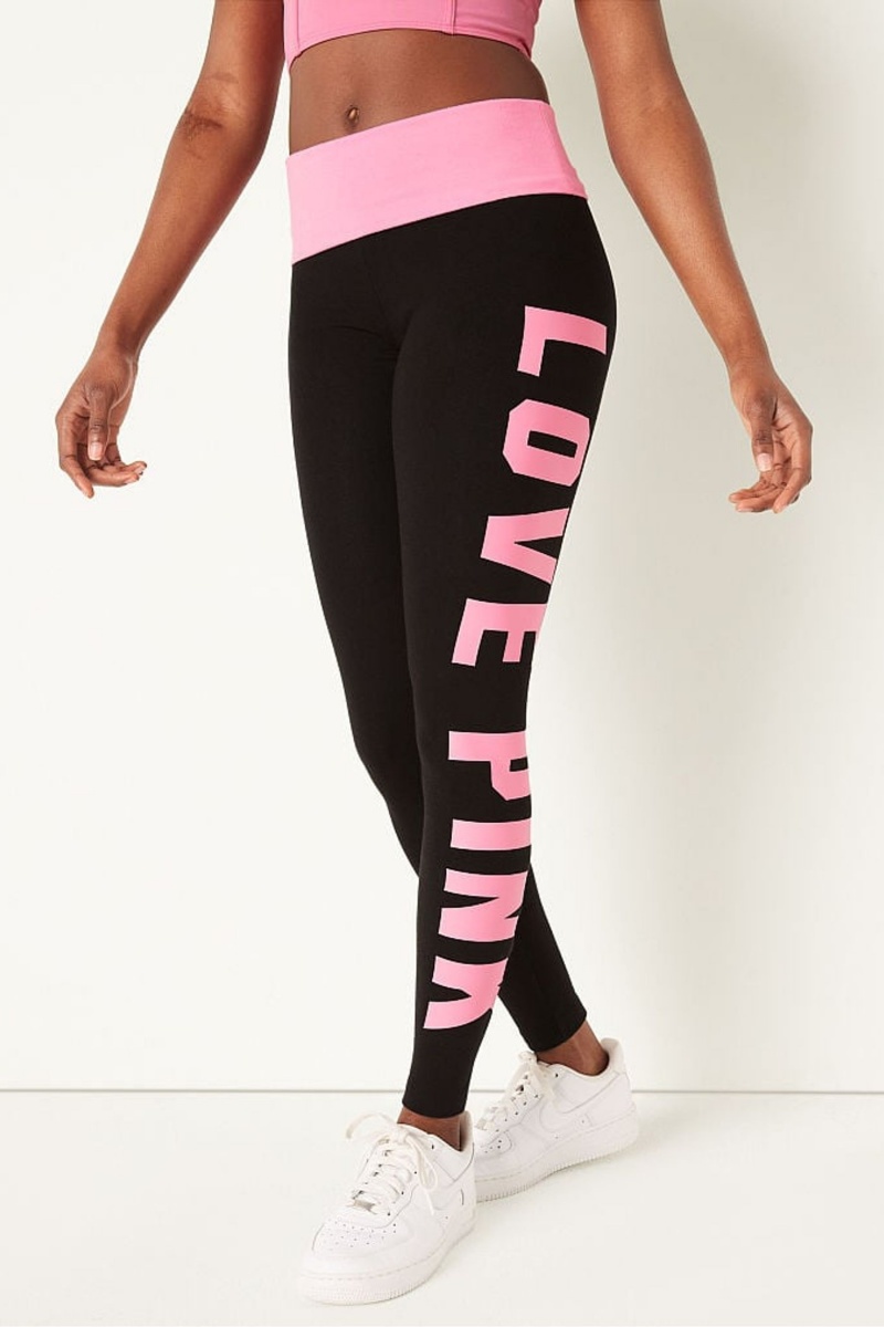 Victoria\'s Secret Foldover Full Length Legging Schwarz | 684327HEX