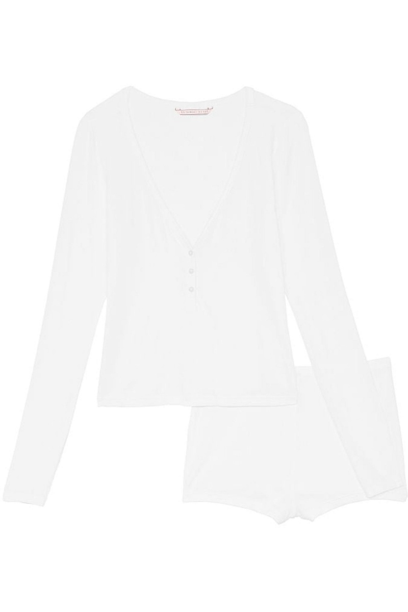 Victoria\'s Secret Gerippt Modal Kurzes Pyjamas Hellbraun | 487029BQF