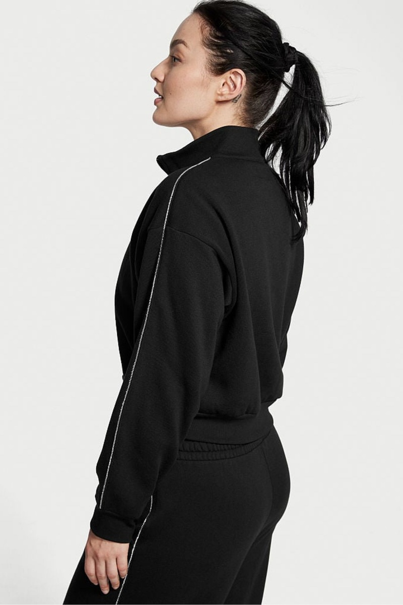 Victoria's Secret Half Zip High Neck Lounge Sweatshirt Schwarz | 184602EDB