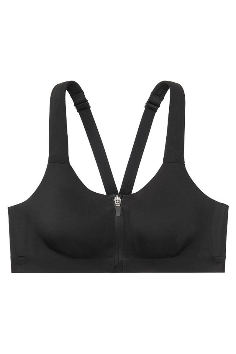 Victoria's Secret Knockout High Impact Racerback Zip Up Sports Bra Schwarz | 058697TCF