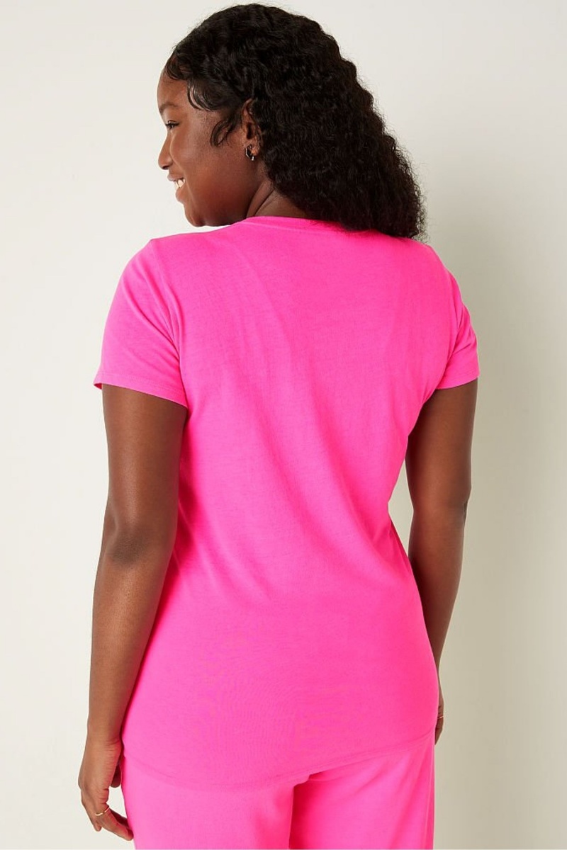 Victoria's Secret Logo Kurzes Sleeve T-Shirt Rosa | 602437VEI