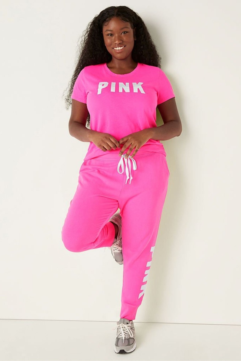 Victoria's Secret Logo Kurzes Sleeve T-Shirt Rosa | 602437VEI