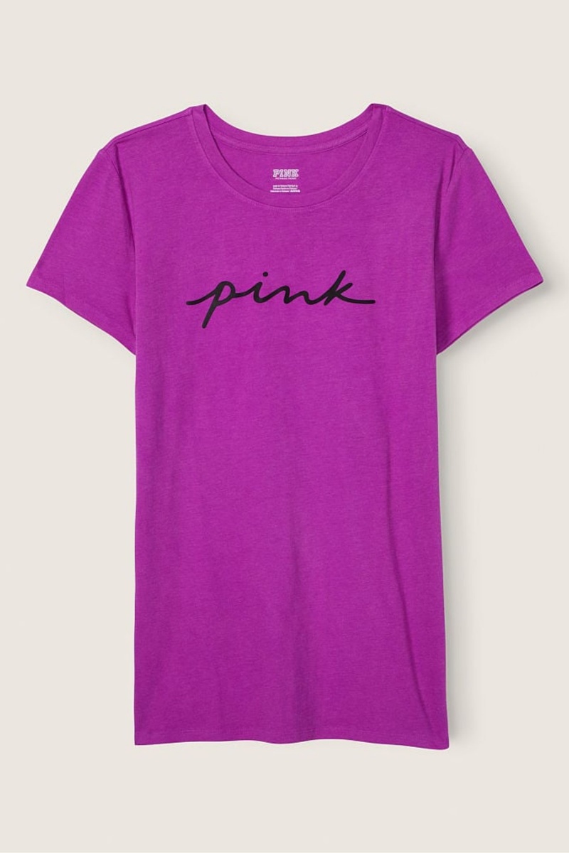 Victoria's Secret Logo Kurzes Sleeve T-Shirt Rosa | 706415YVL