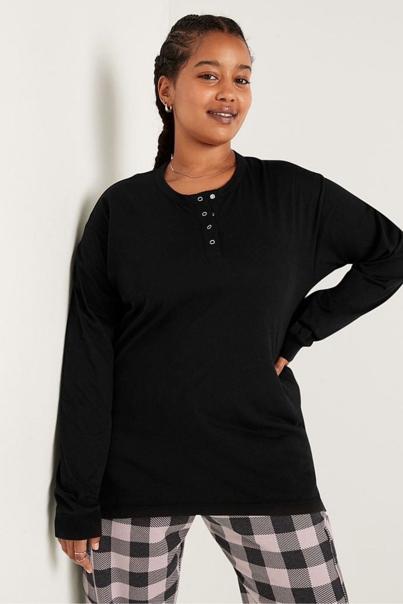 Victoria\'s Secret Long Sleeve T-Shirt Schwarz | 352904ZAS