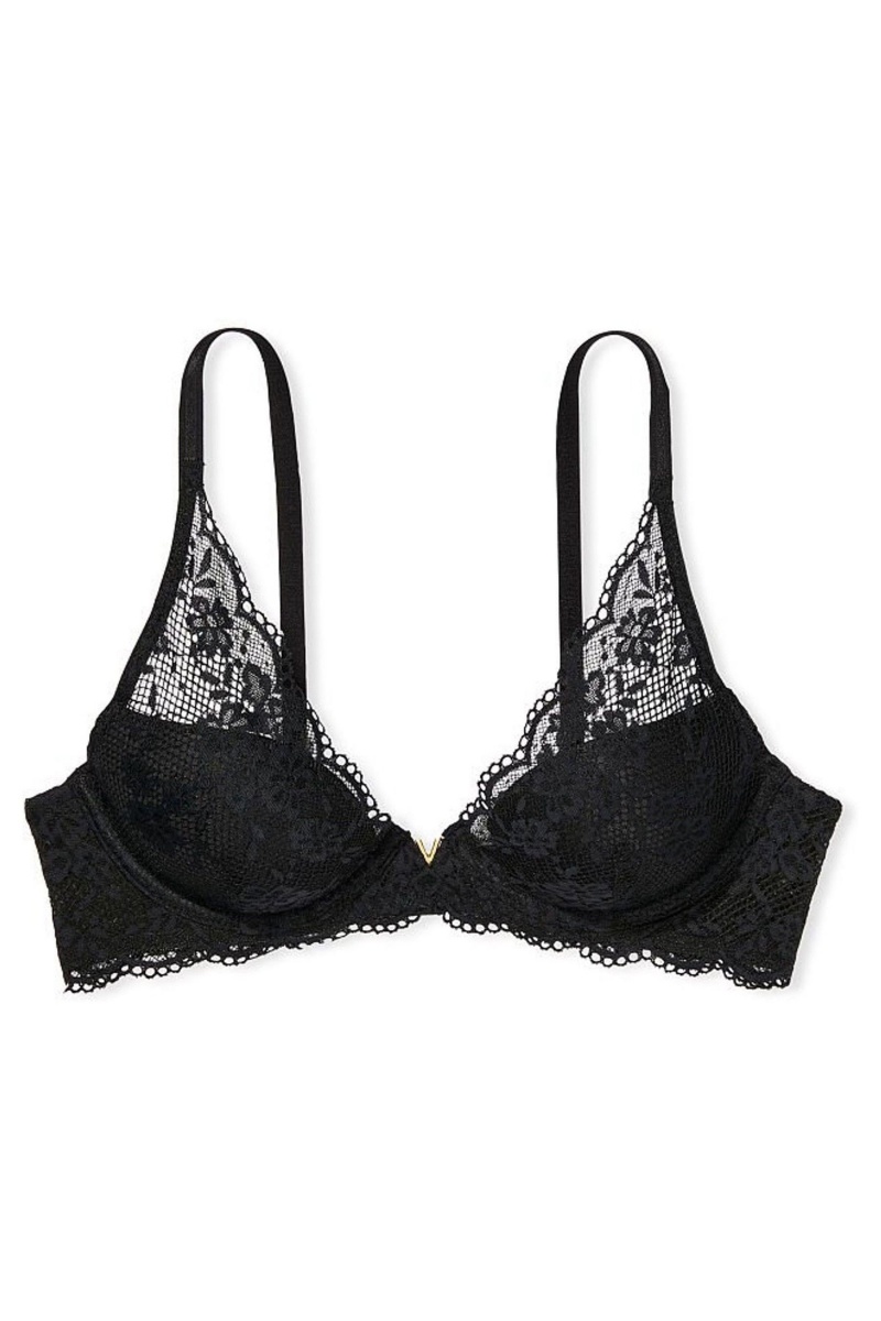 Victoria's Secret Love Cloud Spitze Half Pad Plunge Bra Schwarz | 051429FUC