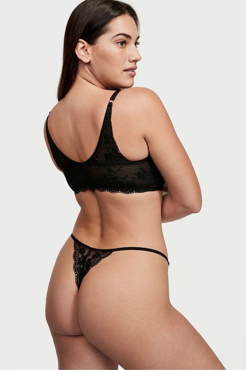 Victoria's Secret Love Cloud Spitze Tanga Knickers Schwarz | 849370KTI