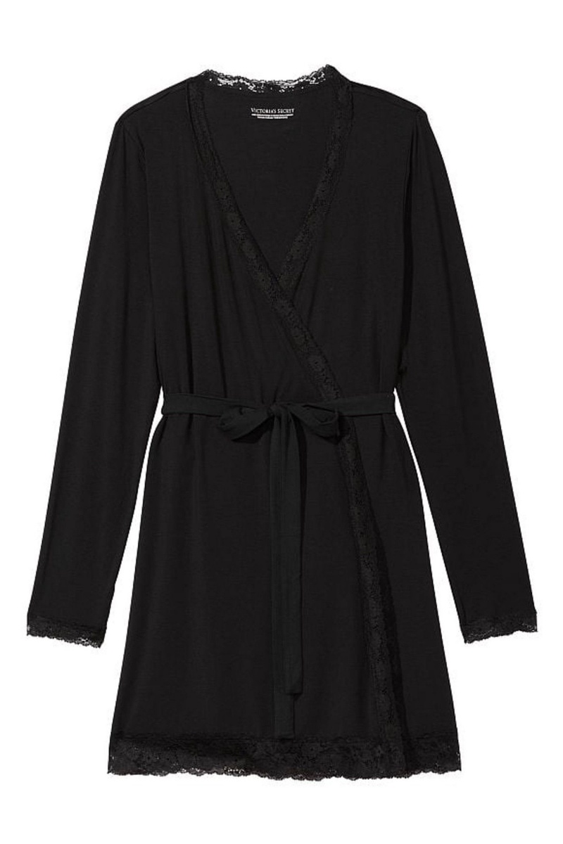 Victoria's Secret Modal Kurzes Long Sleeve Robe Schwarz | 321460LMF