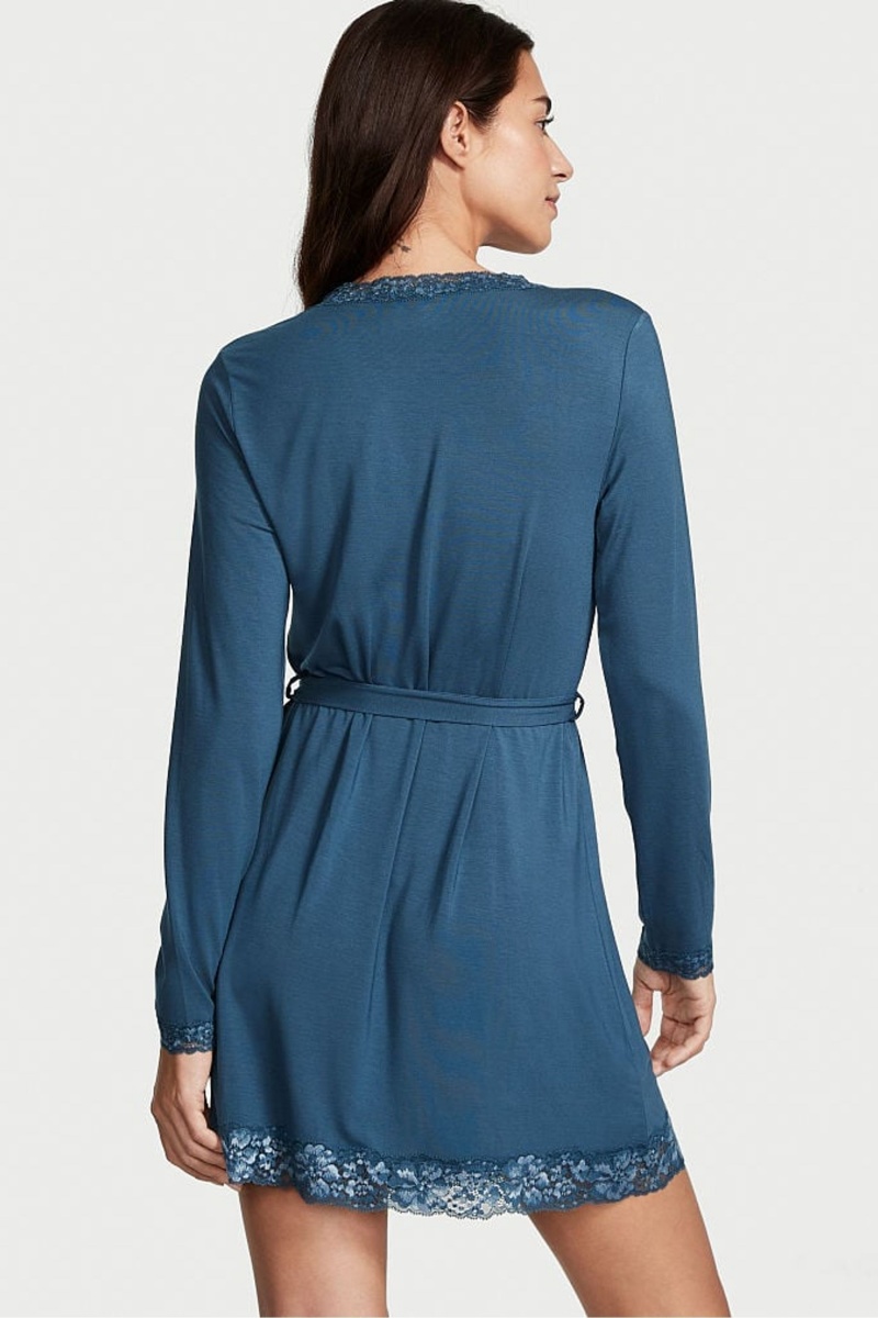 Victoria's Secret Modal Spitze Trim Robe Blau | 751028QHP