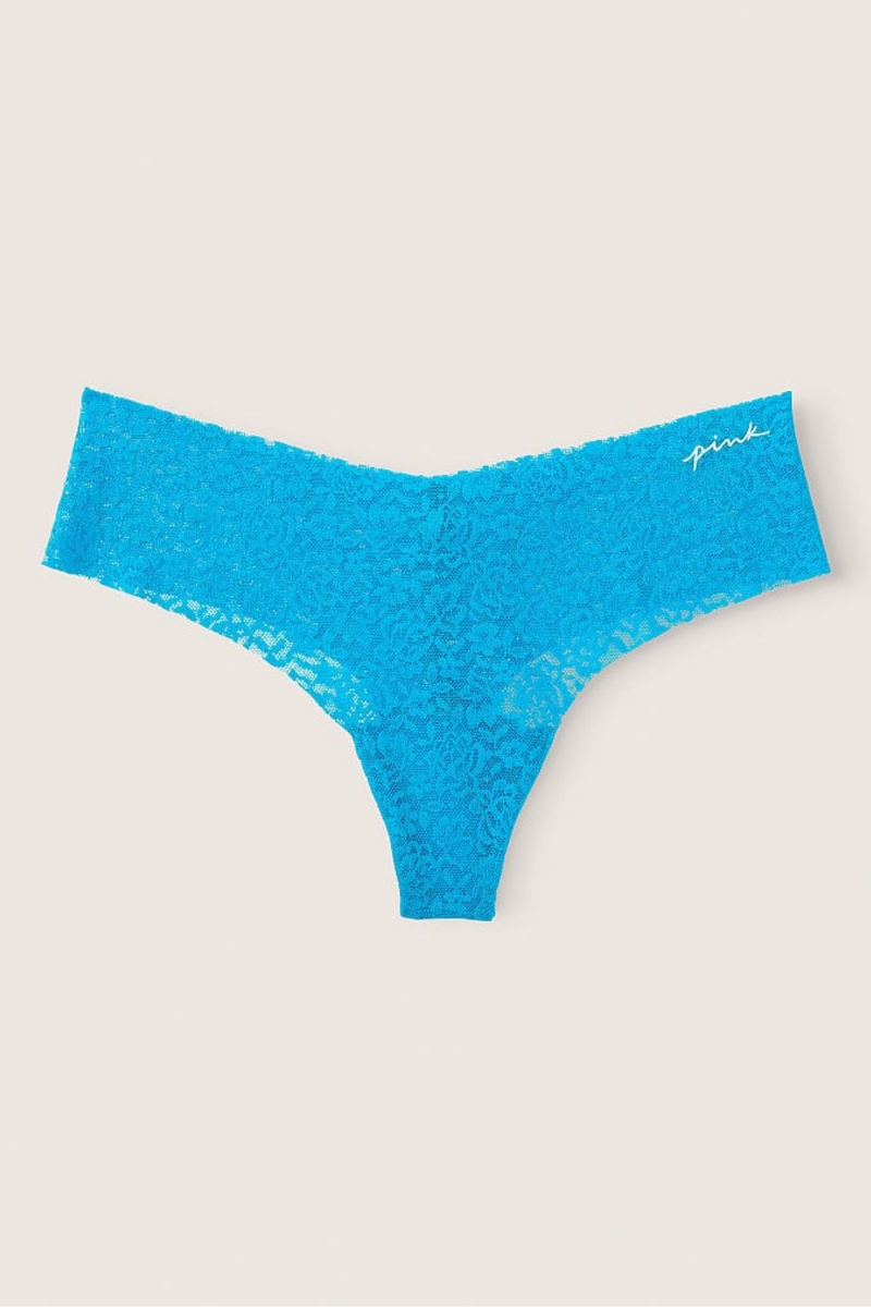 Victoria's Secret No-Show No Show Tanga Spitze Knickers Blau | 421675ZIL