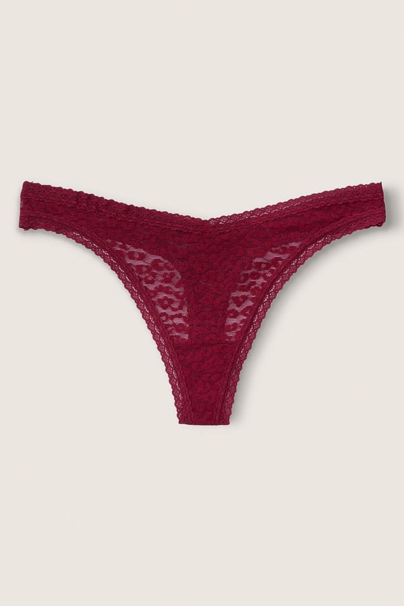 Victoria\'s Secret No-Show Spitze Logo Tanga Knickers Schwarz | 782095SCQ