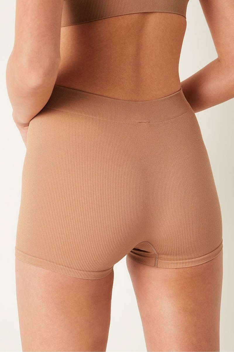 Victoria's Secret Period Pants High Taille Rib Seamless Boxer Brief Iced Mocha Nude | 283740GTV