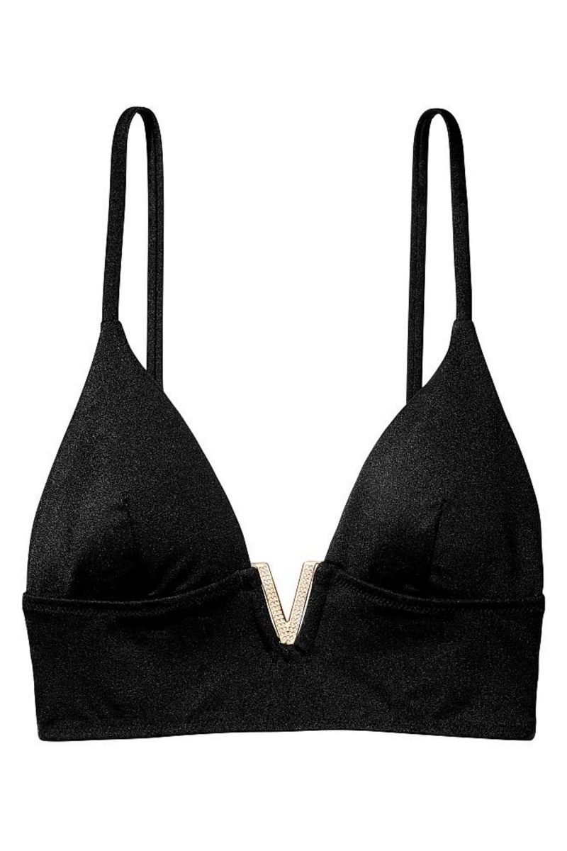 Victoria's Secret Plunge Triangle Bikini Top Schwarz | 618049RPN