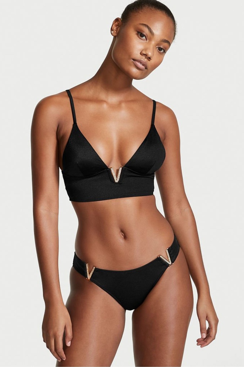 Victoria\'s Secret Plunge Triangle Bikini Top Schwarz | 618049RPN