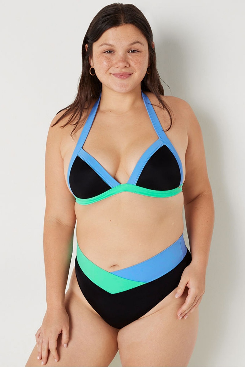 Victoria\'s Secret Push Up Triangle Halterneck Bikini Top Blau | 456708SXM