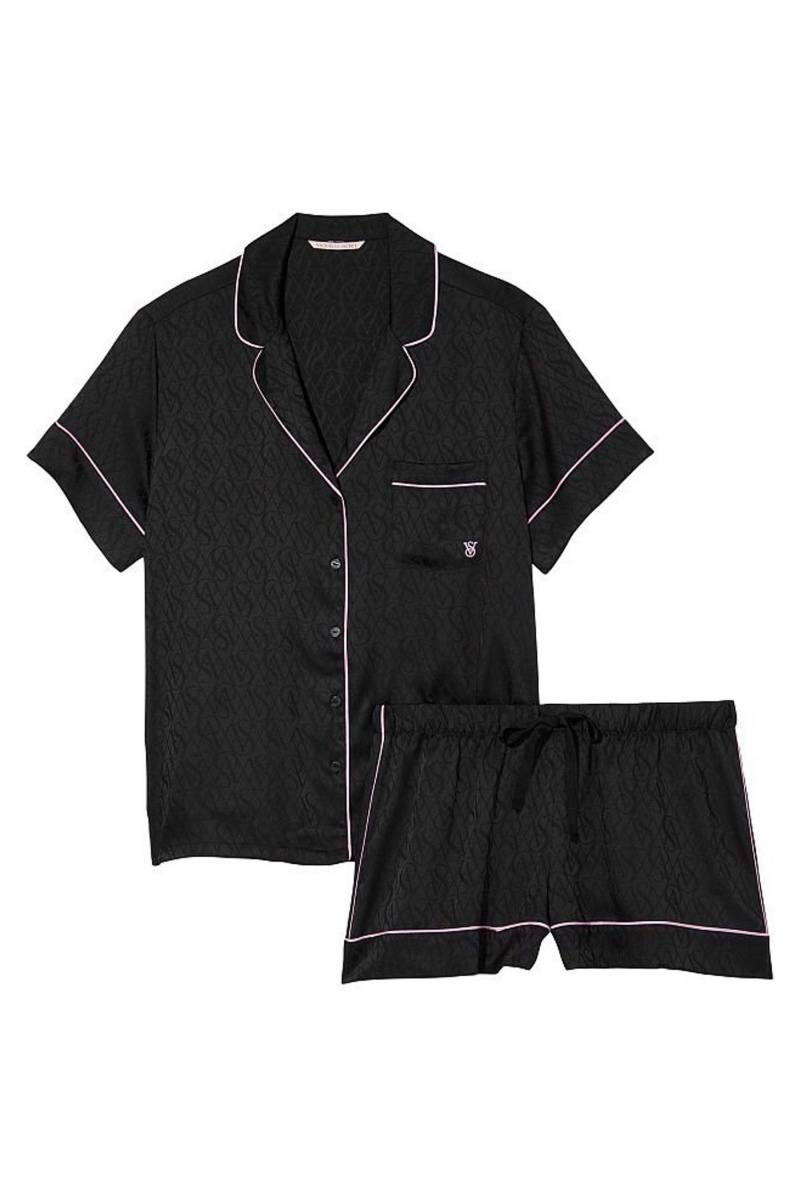 Victoria's Secret Satin Kurzes Pyjamas Schwarz | 430829BVK