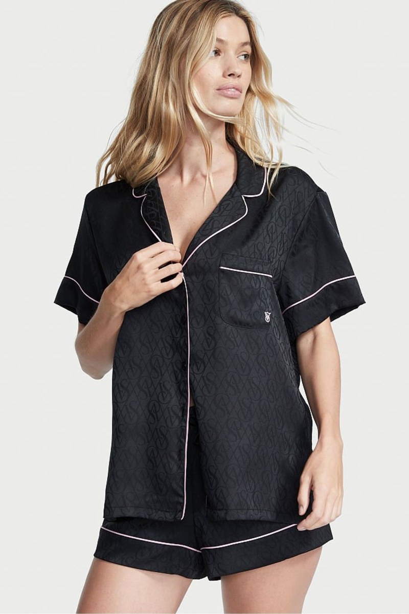 Victoria\'s Secret Satin Kurzes Pyjamas Schwarz | 430829BVK