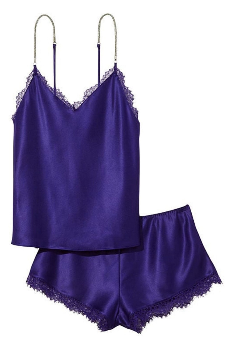 Victoria's Secret Satin Spitze Back Cami Set Night Ocean | 517462NIF