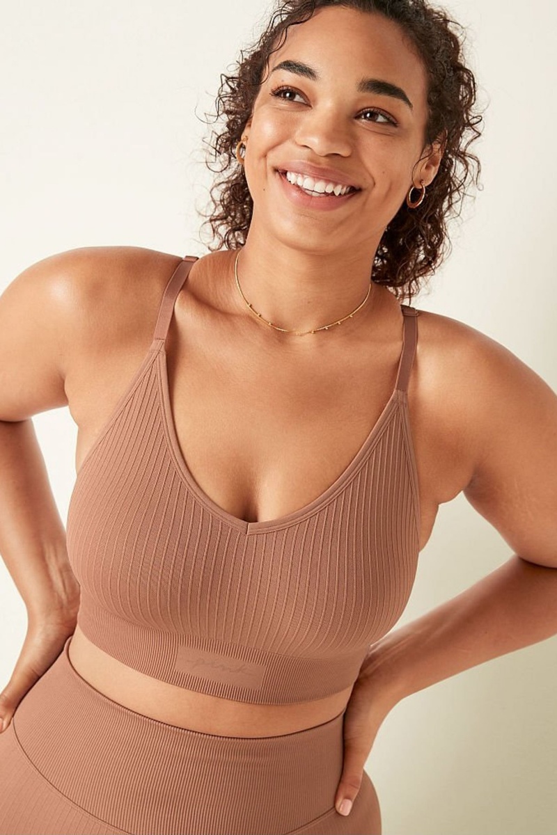 Victoria\'s Secret Seamless Lightly Gefütterte Low Impact Sports Bra Rosa | 597864VTR