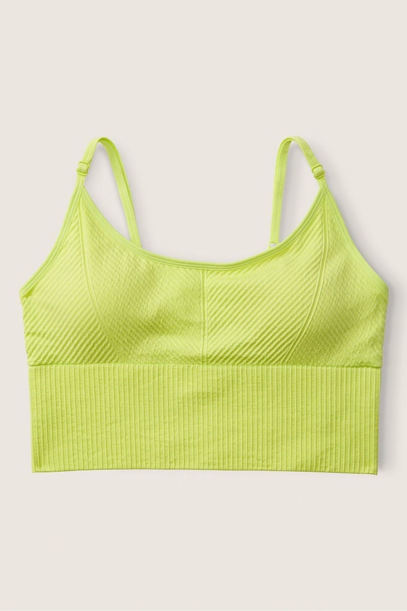 Victoria's Secret Seamless Seamless Lightly Gefütterte Sports Crop Top Grün | 398154QPJ